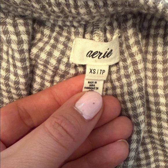 Aerie Plaid Women's gauzy cotton pajama shorts XS NEUTRAL - Picture 6 of 7